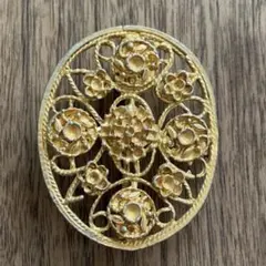 ブローチ アクセサリー アンティーク ネックレス コサージュ ゴールド 金 花