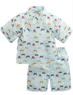 甚平 犬 水色 90cm ベビー