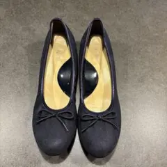 velikoko ネイビー　スウェード　ローヒールパンプス　25.5cm