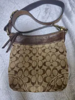 COACH シグネチャー ジャガード本革 レザー ショルダーバッグのサムネイル