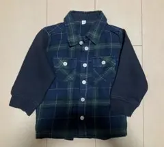 チェック柄長袖シャツ サイズ90 ネイビー系