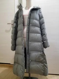 UNIQLO ロング丈 ダウンコート フード付き グレー