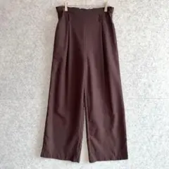 GU ジーユー ベルトタック ストレートワイドパンツ ブラウン M ハイウエスト