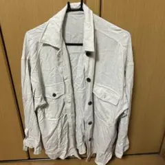 リネン ホワイト ボタンシャツ 長袖