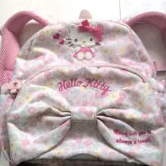 ハローキティ 花柄リュック リボン付き