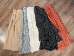 オレンジ プリーツ ロングスカート 5点まとめ売り