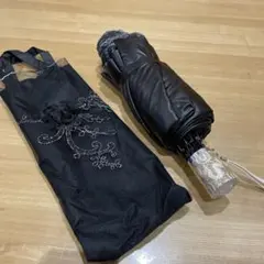 黒い花模様の折りたたみ傘　日傘　新品