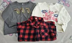 ピンクパンサートレーナー　チェックシャツ　ロンT3枚セット95cm　ベビーキッズ