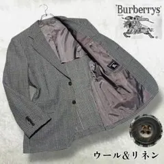 バーバリー テーラードジャケット リネン混 ギンガムチェック チェック 日本製