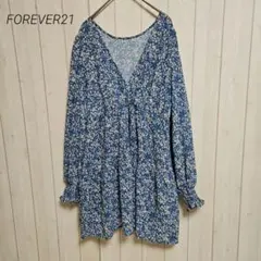 FOREVER 21 VINTAGE フラワープリントミニワンピース ブルー