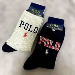 新品 ポロ ラルフローレン メンズ靴下 2足セット ロゴ刺繍グレーネイビーMのサムネイル