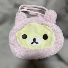 コリラックマ　ぬいぐるみポーチ　リラックマ　メイクポーチ　ピンク　水玉