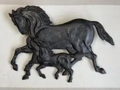 Running Horses　親子馬モチーフレリーフ壁飾りインテリア　昭和レトロのサムネイル