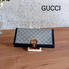 美品☆ オールドグッチ GG 長財布 グレー ネイビー レディース メンズ