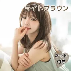 フルウィッグ ロング ストレート ナチュラル かつら ネット付 ブラウン 清楚系