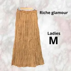 Riche glamour ブラウン プリーツ ロングスカート Mのサムネイル