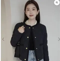 【TAION×anuans】ノーカラーキルティングショートダウン