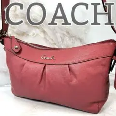【美品】 COACH 2way コーチ ショルダーバッグ 無地 レザー ピンク