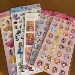 ディズニープリンセス　ラプンツェル　ふしぎの国アリス　ペタペタシール　5枚セット
