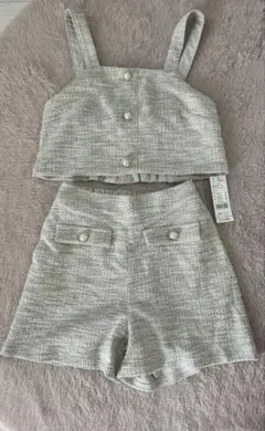 グローバルワーク　グレー系ツイード風セットアップ