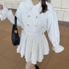 リボン付きツイードジャケット ツイードハイウエストフレアスカパン