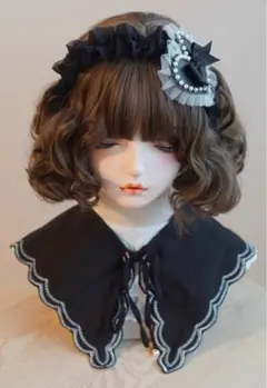 新品未使用ロリータスタイル ヘアバンド 黒とグレー