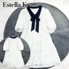 極美品 Estella.K ◆ Pleated Bow Dress ワンピースのサムネイル