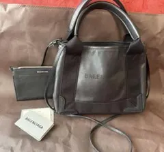 ☆BALENCIAGA パンチングネイビーカバスXS☆正規品 本革 美品 ☆のサムネイル