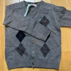 familiar グレー アーガイルカーディガン