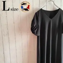 【古着　ワンピース　ロング.マキシ丈ワンピース　Aライン　ティアード　ブラック】