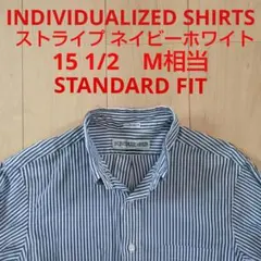 インディヴィジュアライズドシャツ、 ストライプ長袖シャツM相当ネイビーストライプ