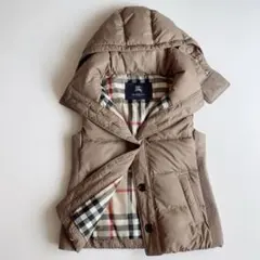 バーバリーロンドン　ダウンベスト　ノバチェック　フード取外可　2way　ベージュ