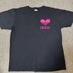 aidas ハートロゴ プリント Tシャツ ブラック