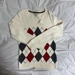 Tommy Hilfiger アーガイル柄ニット 白 トミーフィルガー