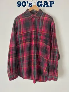90's 古着　GAP ヘビーフランネルシャツ　ヘビネル　ビッグサイズ