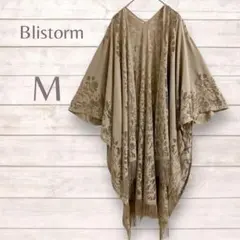 Blistorm カーディガン　ベージュ　ポンチョ　ストール　フリンジ　羽織り