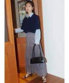 【新品未使用】cocodeal チュールティアードスカート