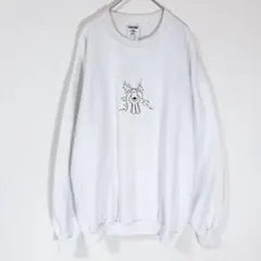 ジャージーズ スウェット M 白 トナカイ 刺繍 90s 00s 古着 ホワイトのサムネイル
