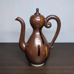 宋時代 白釉 定釉“慈福”葫芦瓶 陶磁器 瓢箪型瓶 鉄釉紋様 時代物 骨董