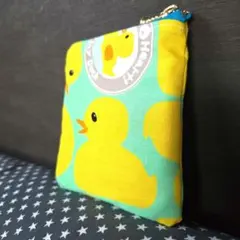 【手作り】アヒル柄のカラフルポーチ