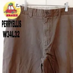 USA古着 PERRYELLIS チノパン　W34L32 ブラウン　ノータック