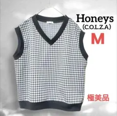 【極美品】ハニーズ コルザ ニットベスト M 千鳥格子 チェック柄 モノトーンのサムネイル