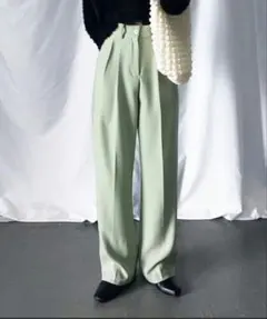 me+emel 太ベルトハイウエストカラータックスラックス 春夏パンツのサムネイル