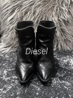 DIESEL D-EARLHI ZIP サイドジップ ヒール レザー ブーツ