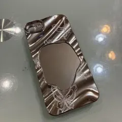蝶模様 シルバー iPhone7/8/SE用ケース