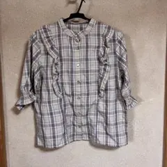 ギンガムチェック ブラウス 半袖 Lサイズ