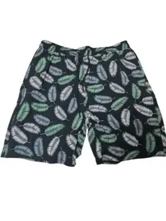 ボタニカル☘️XL ヤシの葉柄 メンズ水着 スイムショーツ 黒 ハーフパンツ