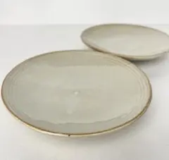 【美品】シンプルで上品なプレート2枚 サンドベージュ