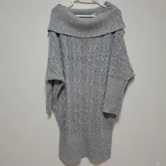 ４Ｌ オフショルダー ミニワンピース グレー ドルマンスリーブ