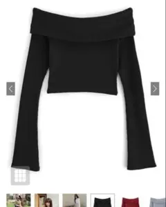 GRL グレイル オフショルフレアスリーブテレコトップス[dk1070]